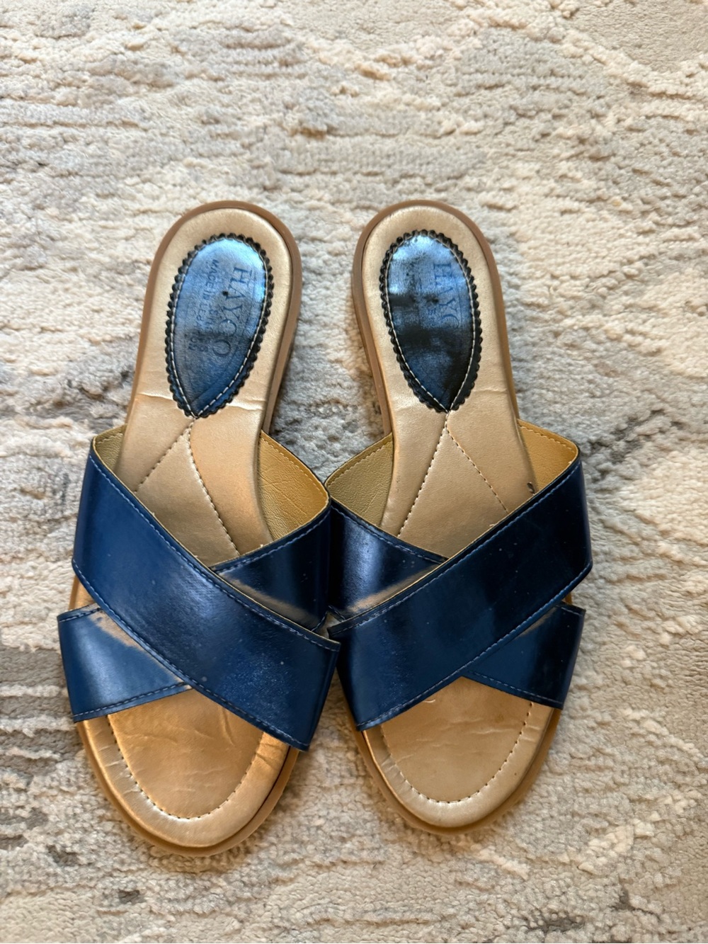 Harlow Navy Crisscross Slide Sandals - Women